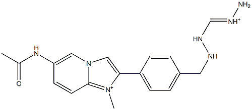 1-Methyl-6-acetylamino-2-[4-[2-(aminoiminiomethyl)hydrazinomethyl]phenyl]imidazo[1,2-a]pyridin-1-ium Struktur