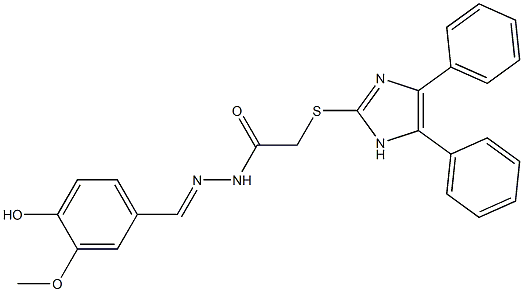 N'-[3-Methoxy-4-hydroxybenzylidene]-2-[(4,5-diphenyl-1H-imidazol-2-yl)thio]acetohydrazide Struktur