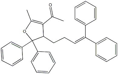 4,5-Dihydro-3-acetyl-2-methyl-4-(4,4-diphenyl-3-butenyl)-5,5-diphenylfuran Struktur