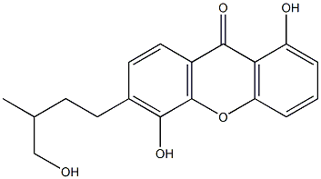 1,5-Dihydroxy-6-(3-methyl-4-hydroxybutyl)xanthone Struktur