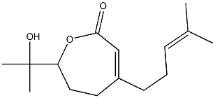 6,7-Dihydro-7-(1-hydroxy-1-methylethyl)-4-(4-methyl-3-pentenyl)oxepin-2(5H)-one Struktur