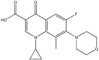 1-Cyclopropyl-6-fluoro-8-methyl-1,4-dihydro-7-morpholino-4-oxoquinoline-3-carboxylic acid Struktur