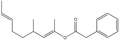 Phenylacetic acid 1,3-dimethyl-1,6-octadienyl ester Struktur