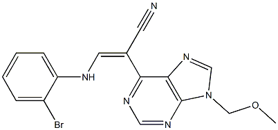 9-(Methoxymethyl)-6-[(E)-1-cyano-2-[(2-bromophenyl)amino]ethenyl]-9H-purine Struktur