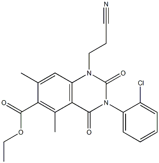 1,2,3,4-Tetrahydro-3-(2-chlorophenyl)-1-(2-cyanoethyl)-5,7-dimethyl-2,4-dioxoquinazoline-6-carboxylic acid ethyl ester Struktur