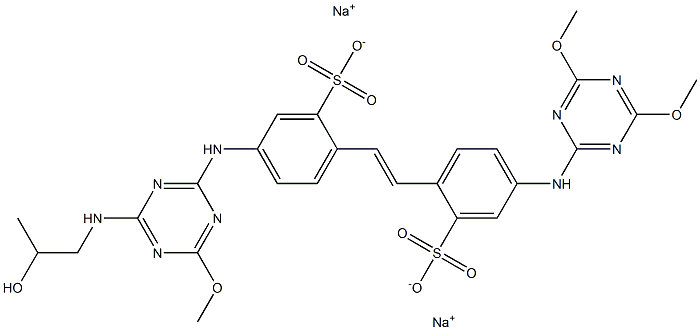 4-[4-(2-Hydroxypropylamino)-6-methoxy-1,3,5-triazin-2-ylamino]-4'-(4,6-dimethoxy-1,3,5-triazin-2-ylamino)-2,2'-stilbenedisulfonic acid disodium salt Struktur