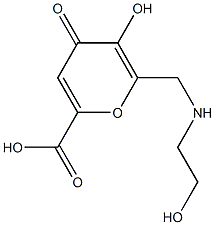 5-Hydroxy-6-[[(2-hydroxyethyl)amino]methyl]-4-oxo-4H-pyran-2-carboxylic acid Struktur