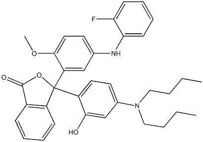 3-(4-Dibutylamino-2-hydroxyphenyl)-3-[5-(o-fluoroanilino)-2-methoxyphenyl]phthalide Struktur