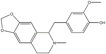 1,2,3,4-Tetrahydro-1-[(4-hydroxy-3-methoxyphenyl)methyl]-2-methyl-6,7-(methylenedioxy)isoquinoline Struktur