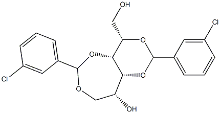 2-O,4-O:3-O,6-O-Bis(3-chlorobenzylidene)-D-glucitol Struktur