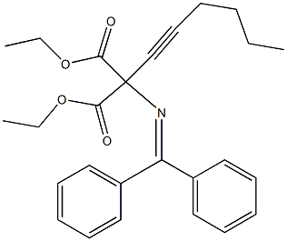 2-[(Diphenylmethylene)amino]-2-(1-hexynyl)malonic acid diethyl ester Struktur