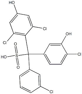 (3-Chlorophenyl)(4-chloro-3-hydroxyphenyl)(2,6-dichloro-4-hydroxyphenyl)methanesulfonic acid Struktur