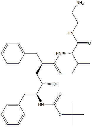 (2S)-2-[[(2R,4S,5S)-5-(tert-Butoxycarbonylamino)-2-benzyl-4-hydroxy-6-phenylhexanoyl]amino]-N-(2-aminoethyl)-3-methylbutyramide Struktur