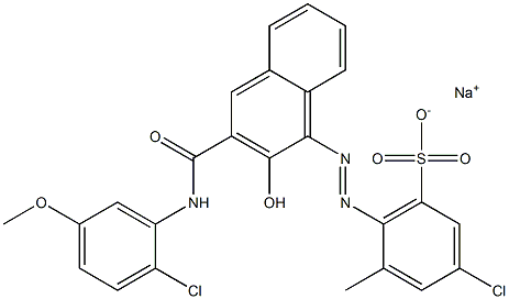 3-Chloro-5-methyl-6-[[3-[[(2-chloro-5-methoxyphenyl)amino]carbonyl]-2-hydroxy-1-naphtyl]azo]benzenesulfonic acid sodium salt Struktur