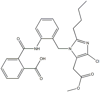 2-Butyl-4-chloro-1-[2-[2-(hydroxycarbonyl)benzoylamino]benzyl]-1H-imidazole-5-acetic acid methyl ester Struktur