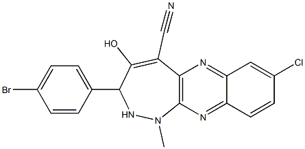 2,3-Dihydro-3-(4-bromophenyl)-8-chloro-1-methyl-4-hydroxy-1H-1,2-diazepino[3,4-b]quinoxaline-5-carbonitrile Struktur