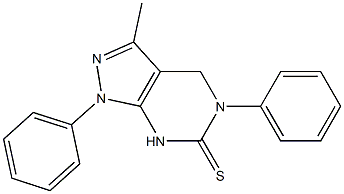 3-Methyl-1-phenyl-5-phenyl-4,5-dihydro-1H-pyrazolo[3,4-d]pyrimidine-6(7H)-thione Struktur