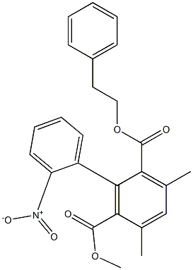 3-Methyl-5-methyl-6-methoxycarbonyl-2'-nitro-1,1'-biphenyl-2-carboxylic acid phenethyl ester Struktur