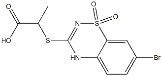 7-Bromo-3-[(1-carboxyethyl)thio]-4H-1,2,4-benzothiadiazine 1,1-dioxide Struktur