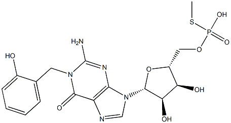 1-(2-Hydroxybenzyl)guanosine 5'-phosphorothioic acid S-methyl ester Struktur