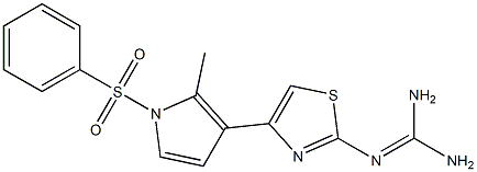 2-[[Amino(amino)methylene]amino]-4-(1-phenylsulfonyl-2-methyl-1H-pyrrol-3-yl)thiazole Struktur