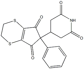 4-(1,3-Dioxo-2-phenyl-4,5,6,7-tetrahydro-4,7-dithiaindan-2-yl)-2,6-piperidinedione Struktur