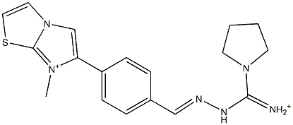 7-Methyl-6-[4-[2-[iminio(1-pyrrolidinyl)methyl]hydrazonomethyl]phenyl]imidazo[2,1-b]thiazol-7-ium Struktur