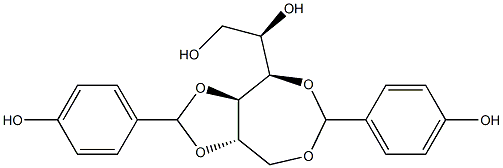 1-O,4-O:2-O,3-O-Bis(4-hydroxybenzylidene)-D-glucitol Struktur