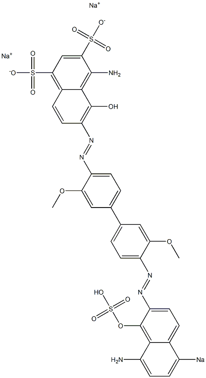 4-Amino-5-hydroxy-6-[[4'-[(8-amino-1-hydroxy-5-sodiosulfo-2-naphthalenyl)azo]-3,3'-dimethoxy-1,1'-biphenyl-4-yl]azo]naphthalene-1,3-disulfonic acid disodium salt Struktur