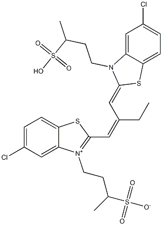 4-[[5-Chloro-2-[2-[[5-chloro-3-(3-sulfobutyl)benzothiazol-2(3H)-ylidene]methyl]-1-butenyl]benzothiazol-3-ium]-3-yl]-2-butanesulfonate Struktur