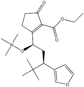 5-Oxo-2-[(1R,3R)-4,4-dimethyl-1-trimethylsilyloxy-3-(3-furyl)pentyl]-1-cyclopentene-1-carboxylic acid ethyl ester Struktur