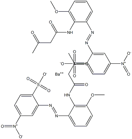 Bis[2-[2-(1,3-dioxobutylamino)-3-methoxyphenylazo]-4-nitrobenzenesulfonic acid]barium salt Struktur