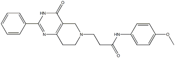 2-Phenyl-6-[2-[(4-methoxyphenyl)carbamoyl]ethyl]-5,6,7,8-tetrahydropyrido[4,3-d]pyrimidin-4(3H)-one Struktur