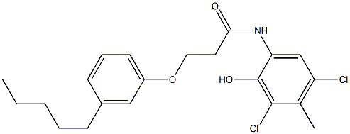 2-[3-(3-Pentylphenoxy)propanoylamino]-4,6-dichloro-5-methylphenol Struktur