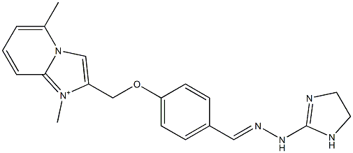 1,5-Dimethyl-2-[4-[2-[(4,5-dihydro-1H-imidazol)-2-yl]hydrazonomethyl]phenoxymethyl]imidazo[1,2-a]pyridin-1-ium Struktur