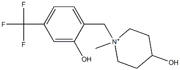 1-[2-Hydroxy-4-(trifluoromethyl)benzyl]-4-hydroxy-1-methylpiperidin-1-ium Struktur