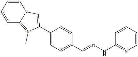 1-Methyl-2-[4-[[2-(2-pyridyl)hydrazono]methyl]phenyl]imidazo[1,2-a]pyridine-1-ium Struktur