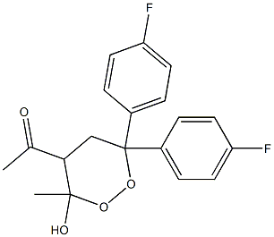 3-Methyl-4-acetyl-6,6-bis(4-fluorophenyl)-1,2-dioxane-3-ol Struktur