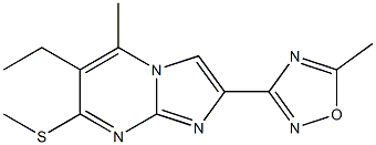 2-(5-Methyl-1,2,4-oxadiazol-3-yl)-6-ethyl-5-methyl-7-methylthioimidazo[1,2-a]pyrimidine Struktur