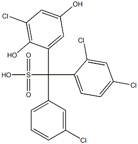 (3-Chlorophenyl)(2,4-dichlorophenyl)(3-chloro-2,5-dihydroxyphenyl)methanesulfonic acid Struktur