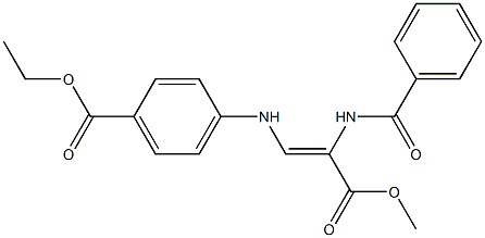 (Z)-3-[(4-(Ethoxycarbonyl)phenyl)amino]-2-(benzoylamino)acrylic acid methyl ester Struktur