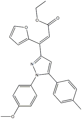 (Z)-3-(Furan-2-yl)-3-[[1-(4-methoxyphenyl)-5-(4-methylphenyl)-1H-pyrazol]-3-yl]propenoic acid ethyl ester Struktur