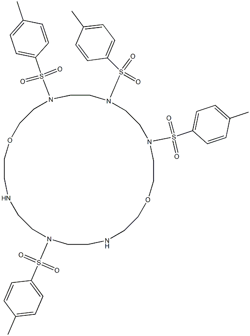 4,7,10,19-Tetrakis[(4-methylphenyl)sulfonyl]-1,13-dioxa-4,7,10,16,19,22-hexaazacyclotetracosane Struktur