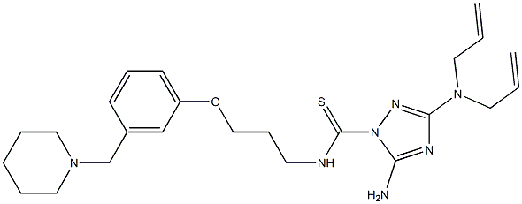 5-Amino-3-(diallylamino)-N-[3-[3-(piperidinomethyl)phenoxy]propyl]-1H-1,2,4-triazole-1-carbothioamide Struktur