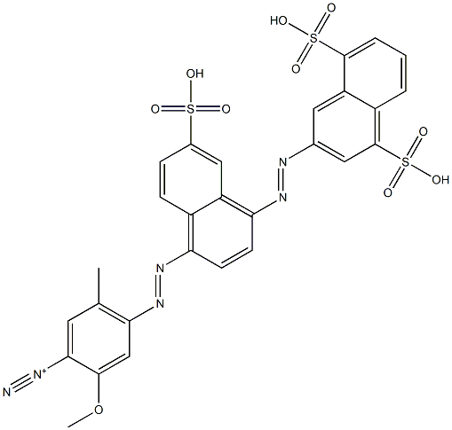 2-Methoxy-5-methyl-4-[4-(4,8-disulfo-2-naphtylazo)-6-sulfo-1-naphtylazo]benzenediazonium Struktur