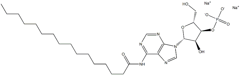 N-Palmitoyladenosine-3'-phosphoric acid disodium salt Struktur