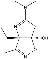 (3aS,6aR)-6,6a-Dihydro-3-methyl-3a-ethyl-5-(dimethylamino)-3aH-1-oxa-2,4-diazapentalen-6a-ol Struktur