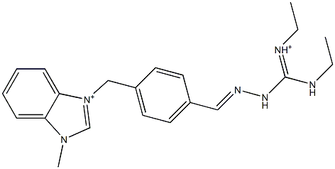 1-Methyl-3-[4-[2-[ethyliminio(ethylamino)methyl]hydrazonomethyl]benzyl]-1H-benzimidazol-3-ium Struktur