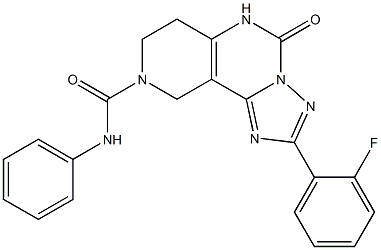 2-(2-Fluorophenyl)-4,5,6,7-tetrahydro-4-oxo-N-phenyl-1,3,3a,5,8-pentaaza-3aH-benz[e]indene-8(9H)-carboxamide Struktur