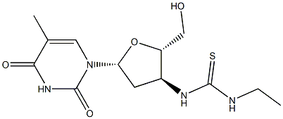 5-Methyl-3'-[[ethylamino(thiocarbonyl)]amino]-2',3'-dideoxyuridine Struktur